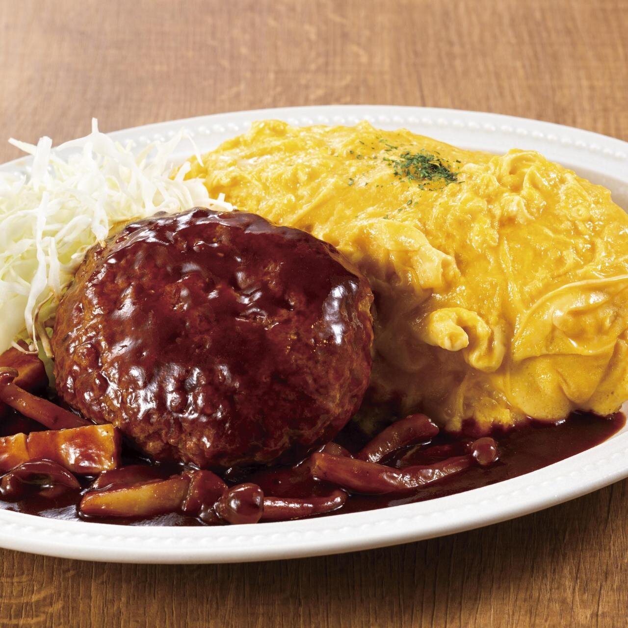 オムライス&煮込みハンバーグ