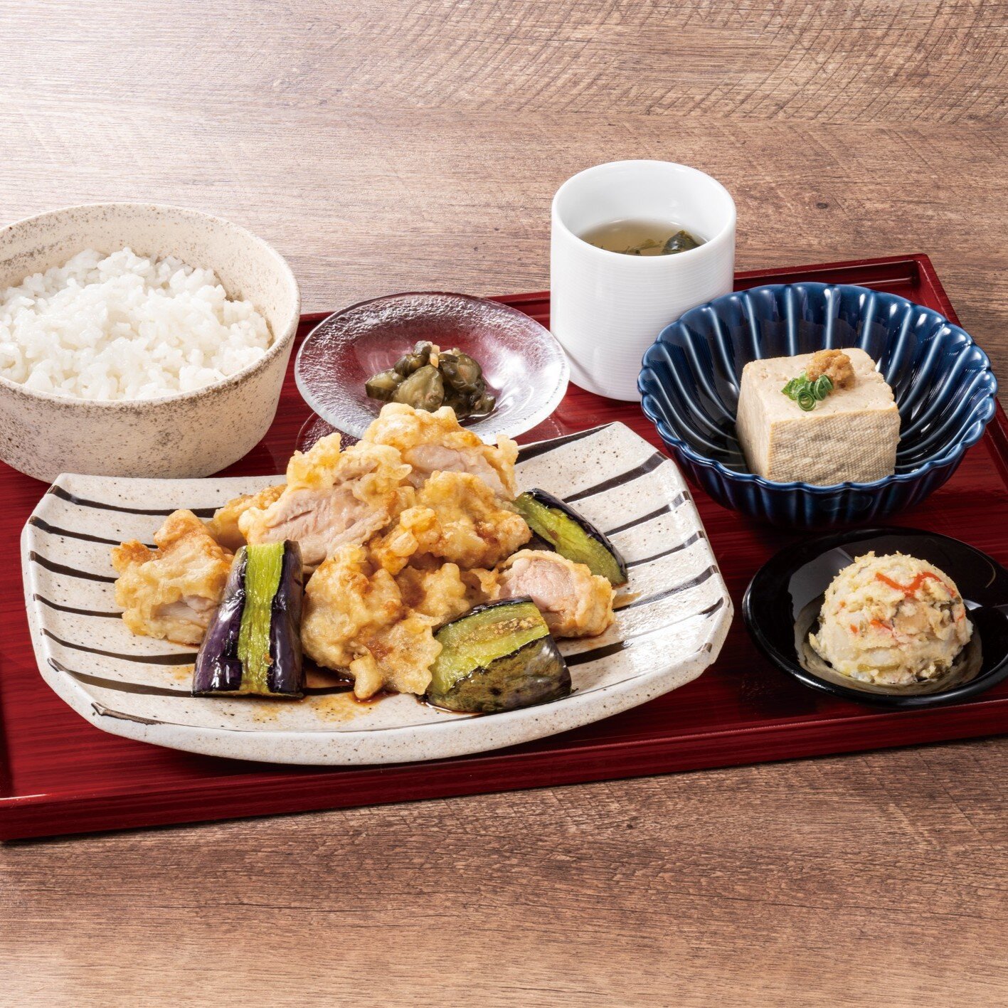 とり天と揚げ茄子御膳