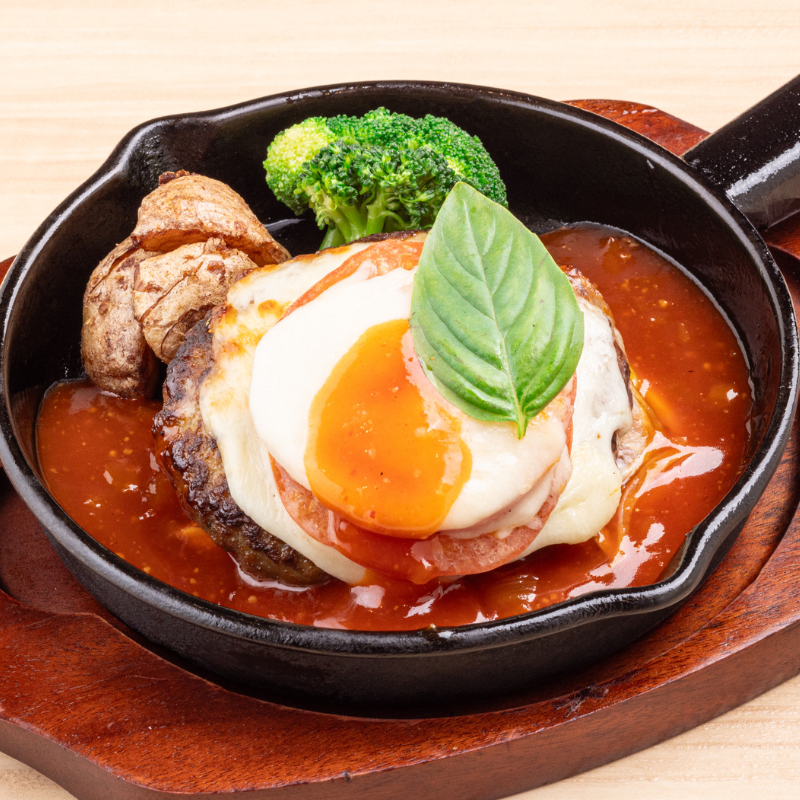 焼きカプレーゼのハンバーグ